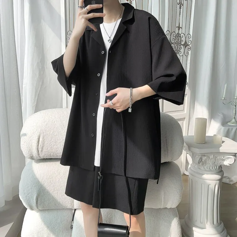 Maxct Textured Two-Piece Shirt and Shorts Set