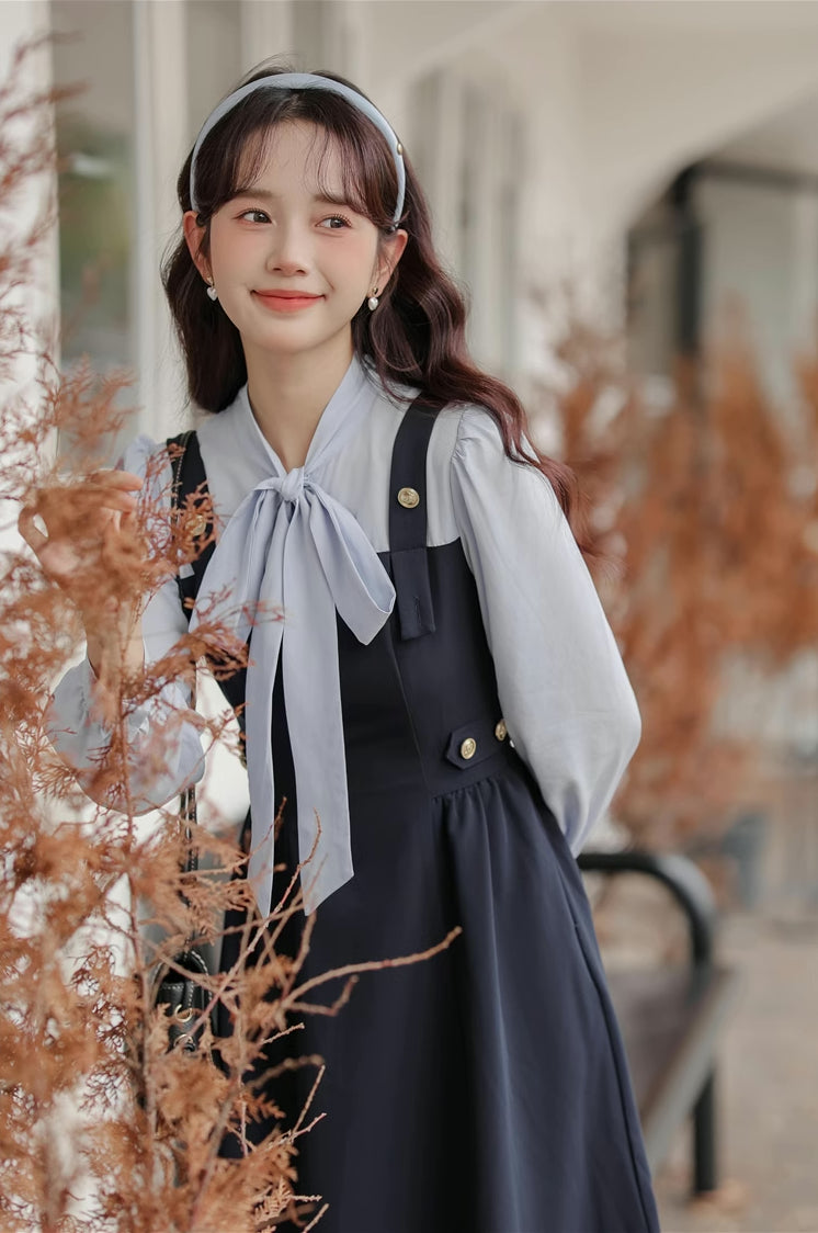 Tie Neck Twofer Midi Dress Maxct