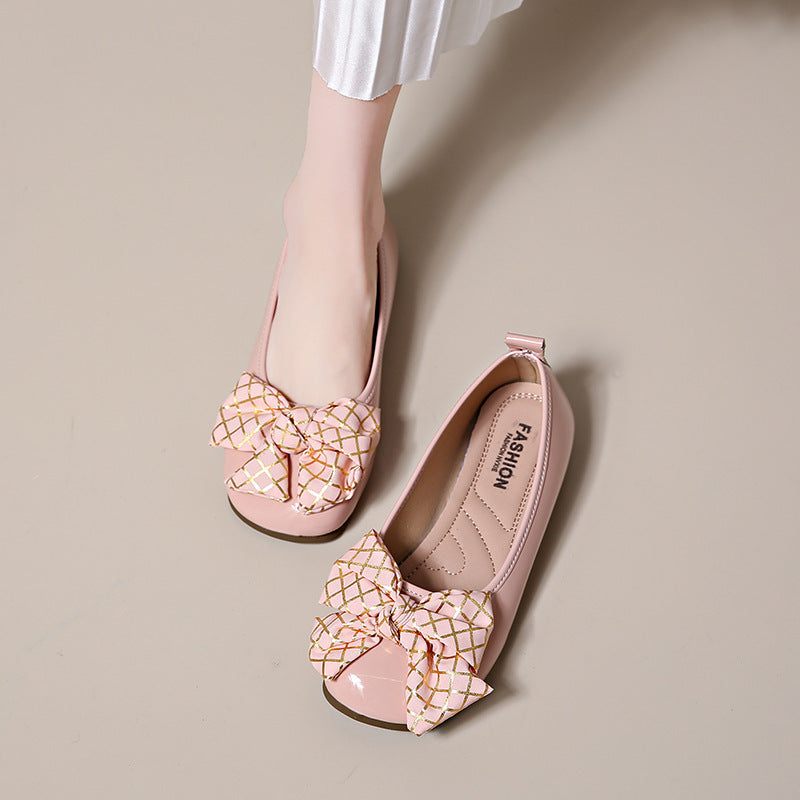 Bow-Tied Mary Jane Small Leather Shoes Maxct