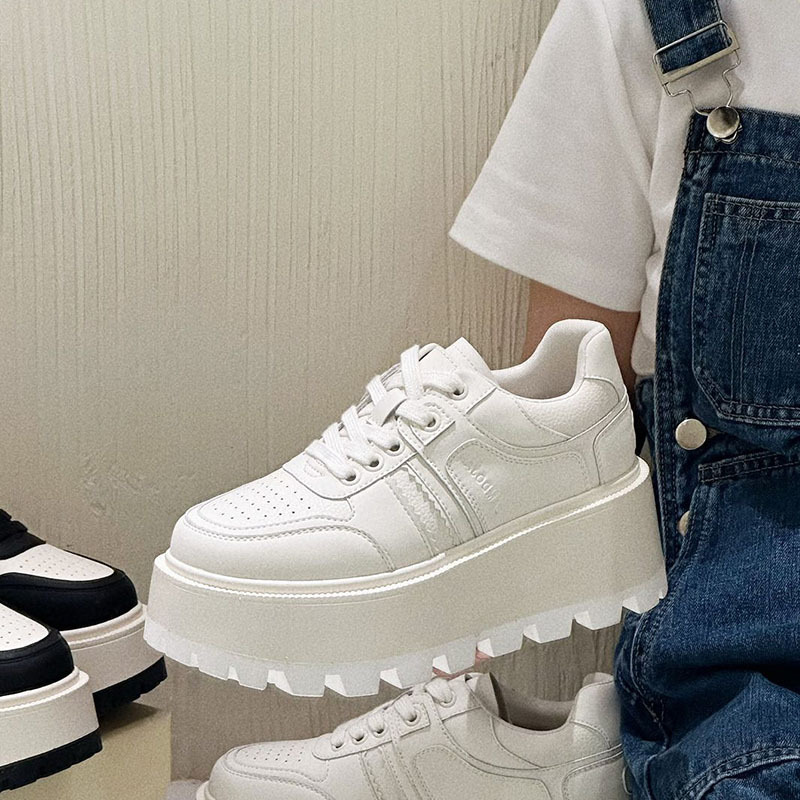 6cm Genuine Leather Women's Platform Sneakers - true deals club