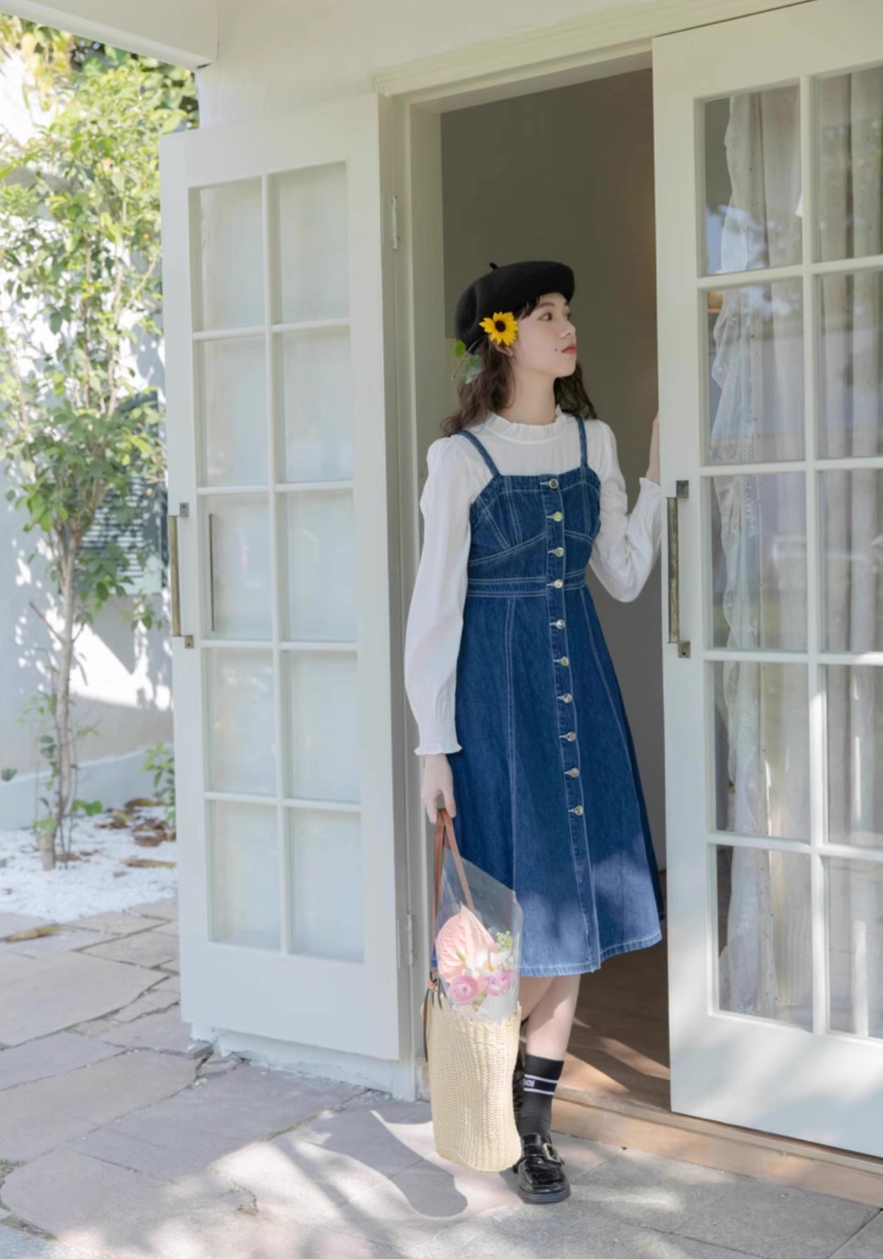 Button Down Denim Cami Midi Dress Maxct