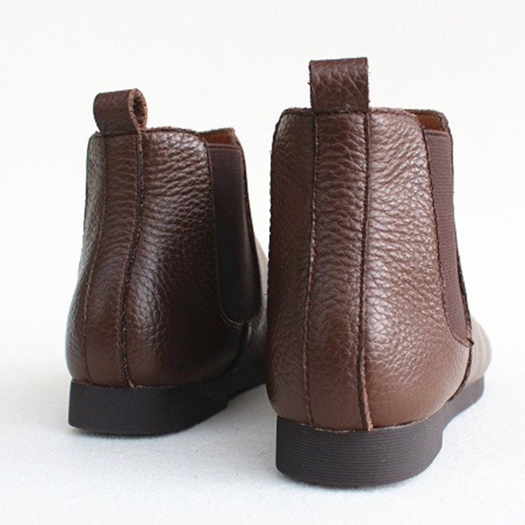Maxct Women Retro Coffee Paneled Leather Ankle Boots