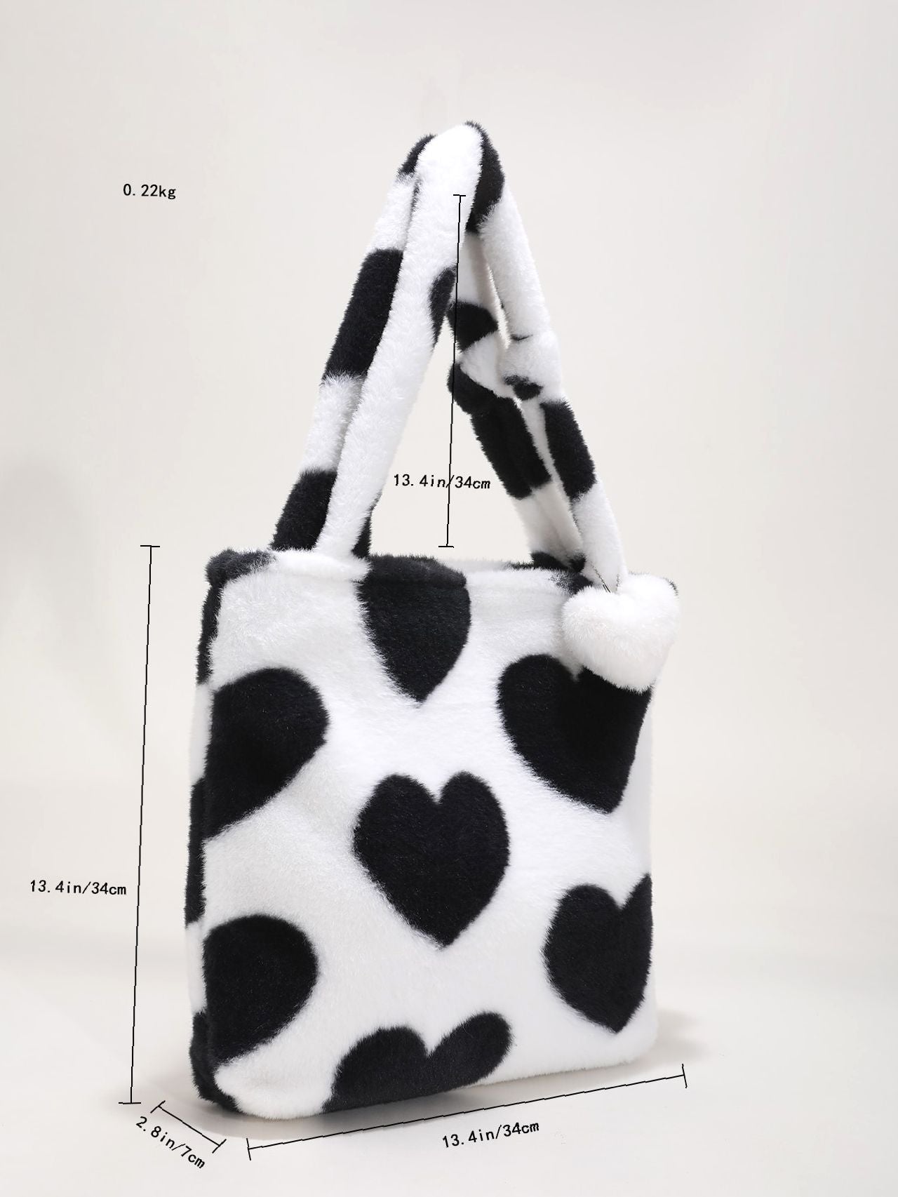 Maxct - Fluffy Heart Pattern Shoulder Tote Bag  - Women Tote Bags