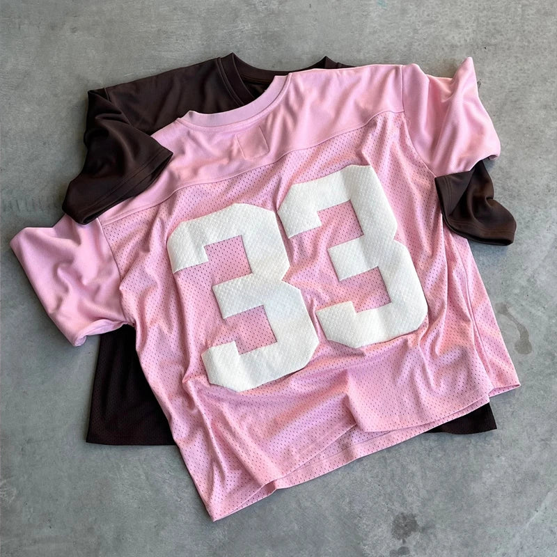 Maxct 90s Streetwear Y2K Retro Jersey Quick Dry Breathable Mesh T Shirt Men Women Street College Sports Wear Oversized Unisex Football Training Wear