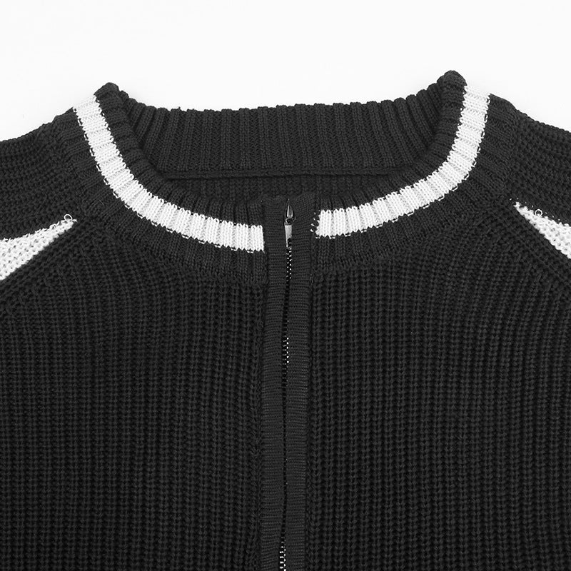 Maxct Vintage Contrast Zip Up Cardigan