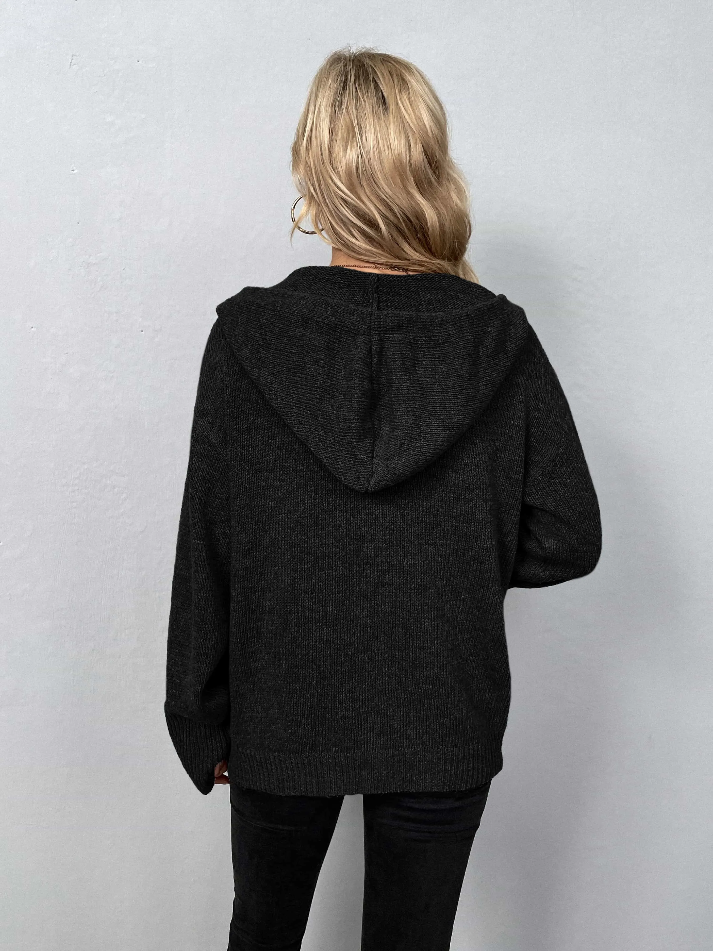 Maxct &Button-Down Long Sleeve Hooded Sweater