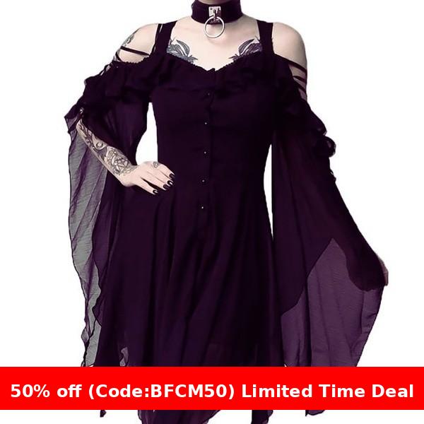 Maxct winter outfits men Ebay5 Color Size 8 Sling off-the-Shoulder Large Swing Sleeve Irregular Button Dress