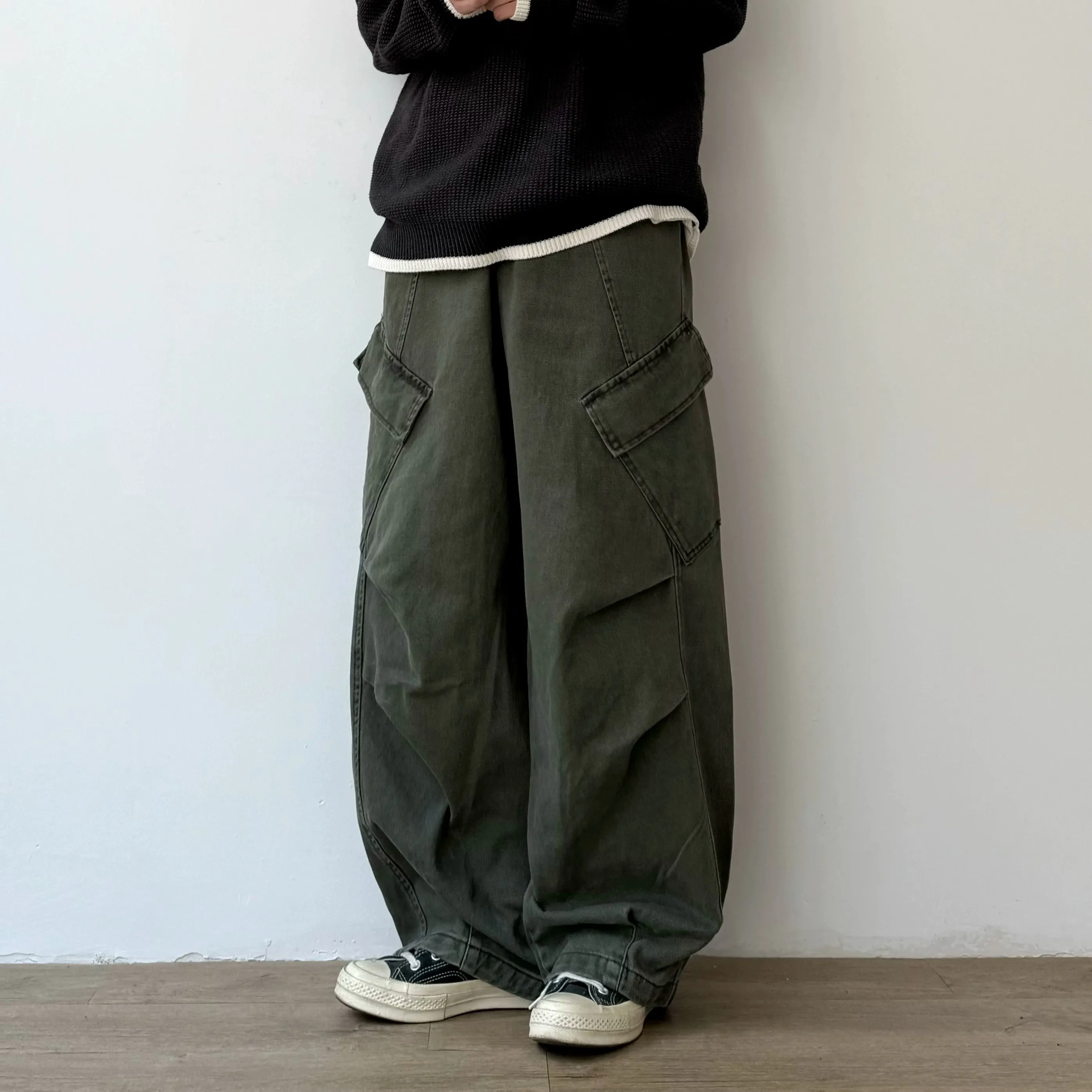 EVER Thickened Washed Cargo Pants Maxct