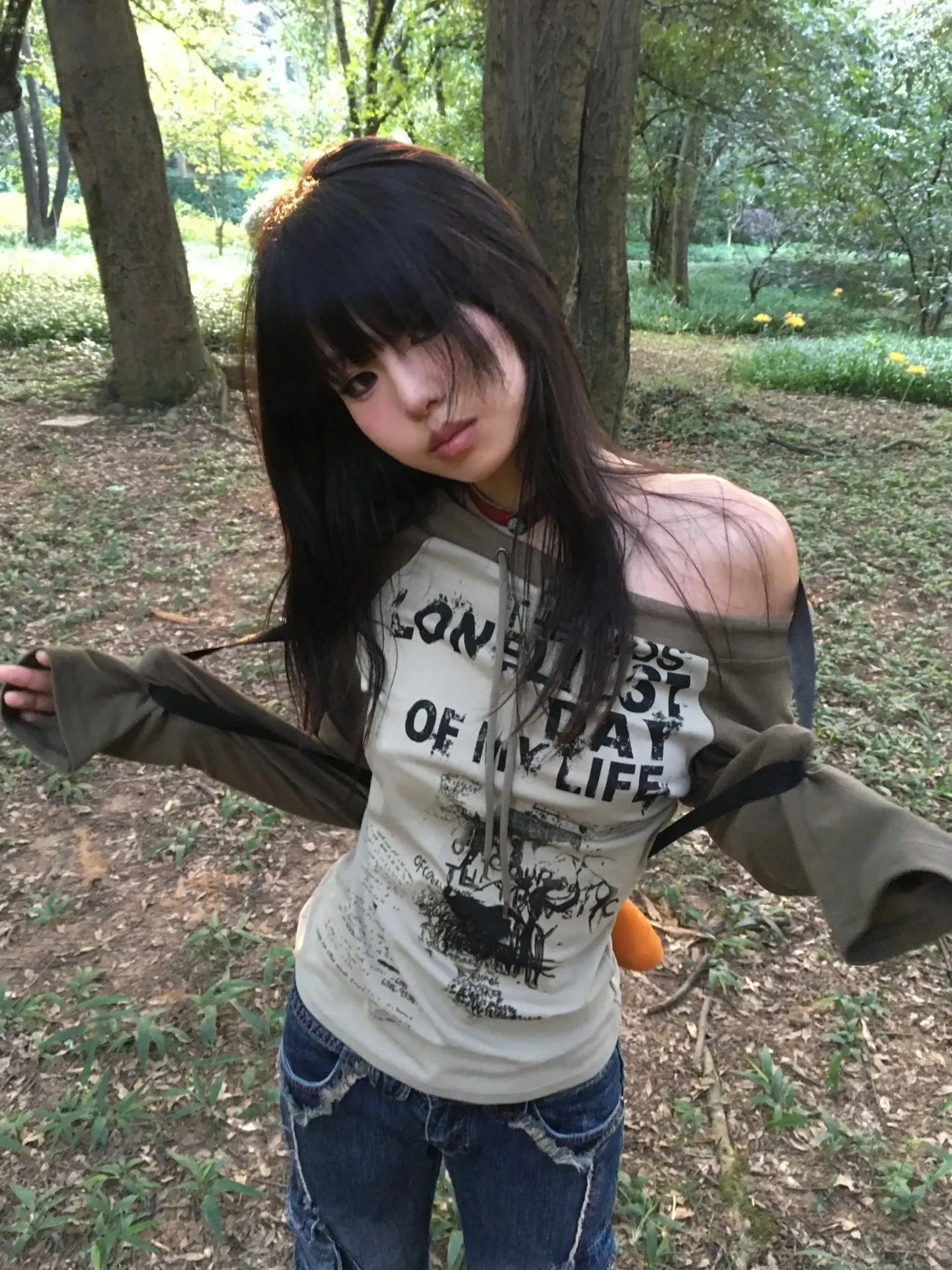 Maxct &Grunge One Shoulder Drawstring Top