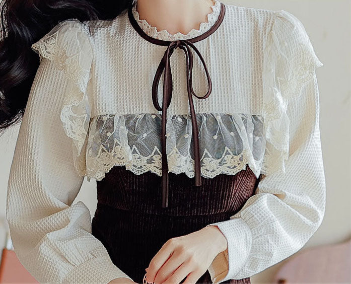 Square Lace High Neck Sweater Dress Maxct