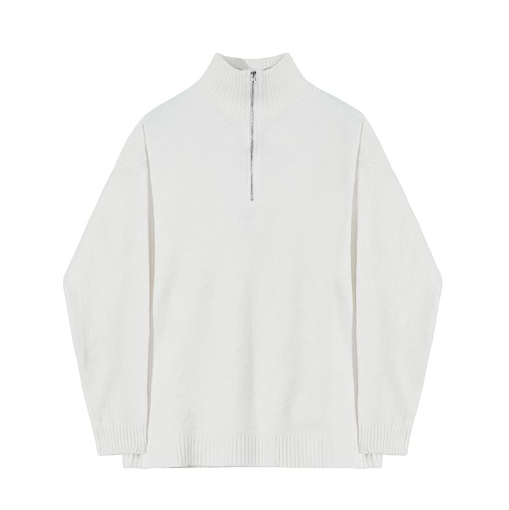 Maxct 5555 Knitted Half Turtleneck Collar Half Zip-Up Sweater