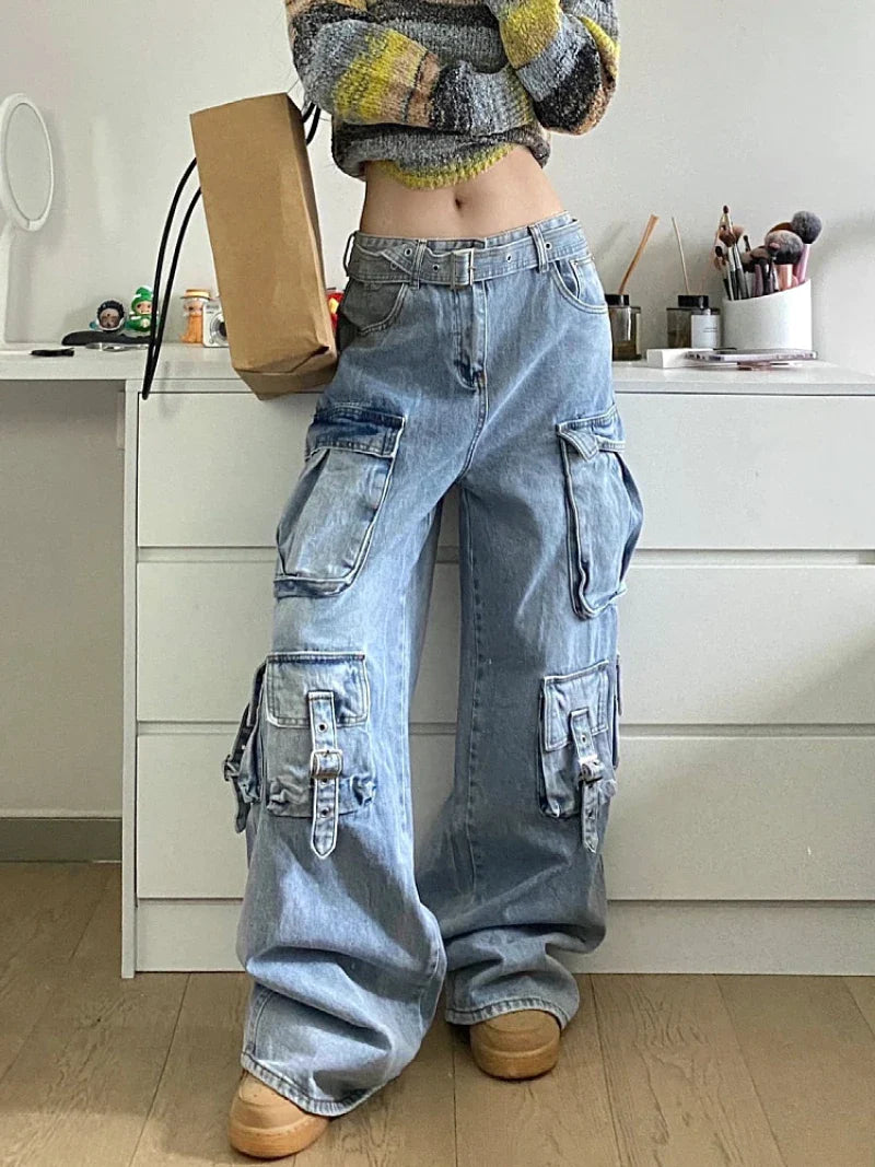 Cargo Jeans - Multi-Pocket Wide Leg Pants Maxct