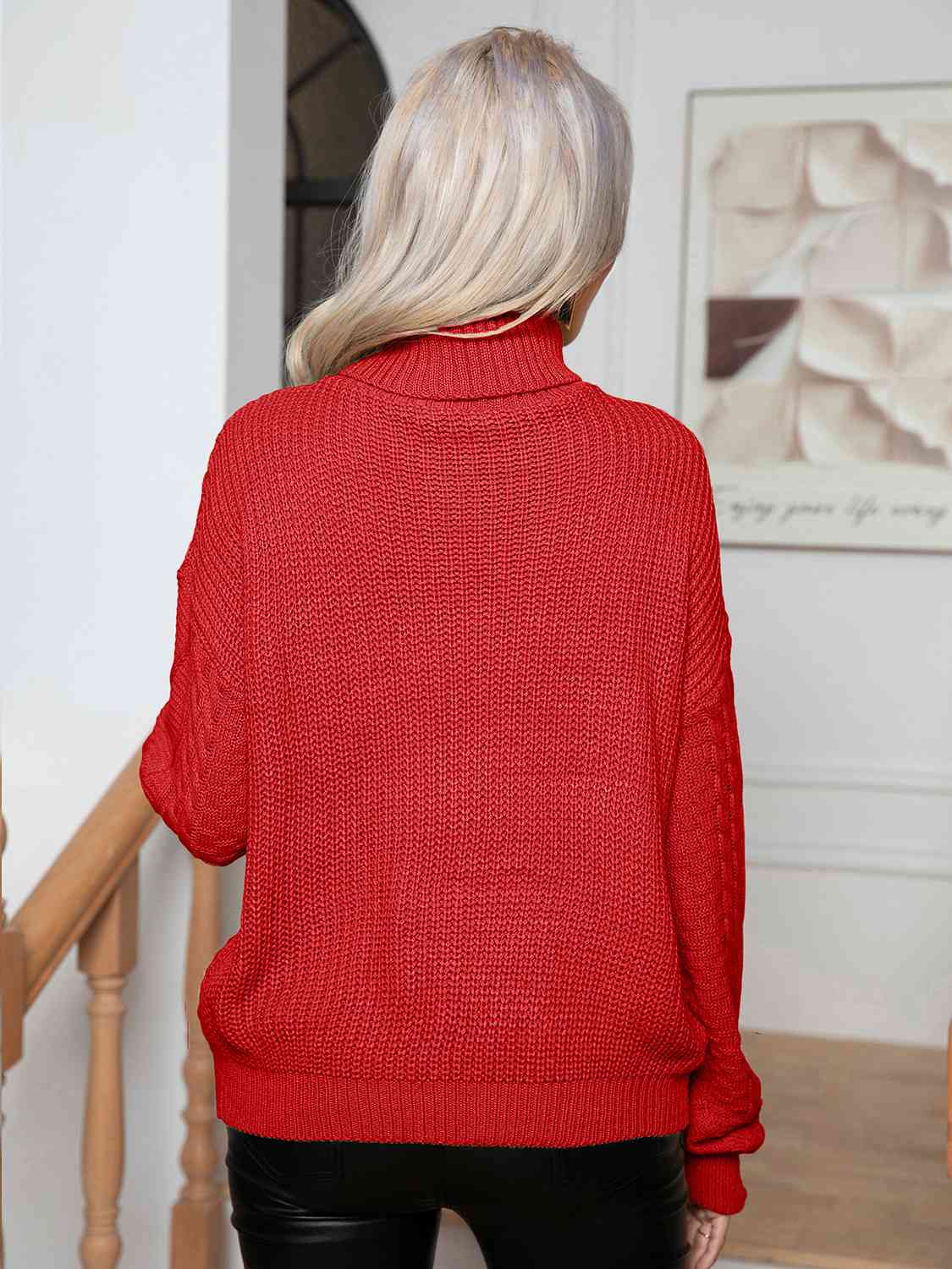 Maxct &Turtleneck Cable-Knit Long Sleeve Sweater