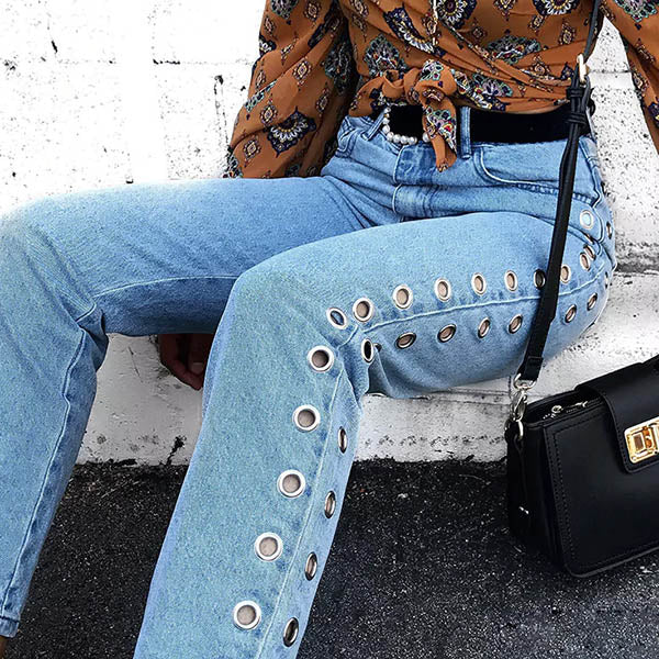 Holed Up Grommet Jeans Maxct