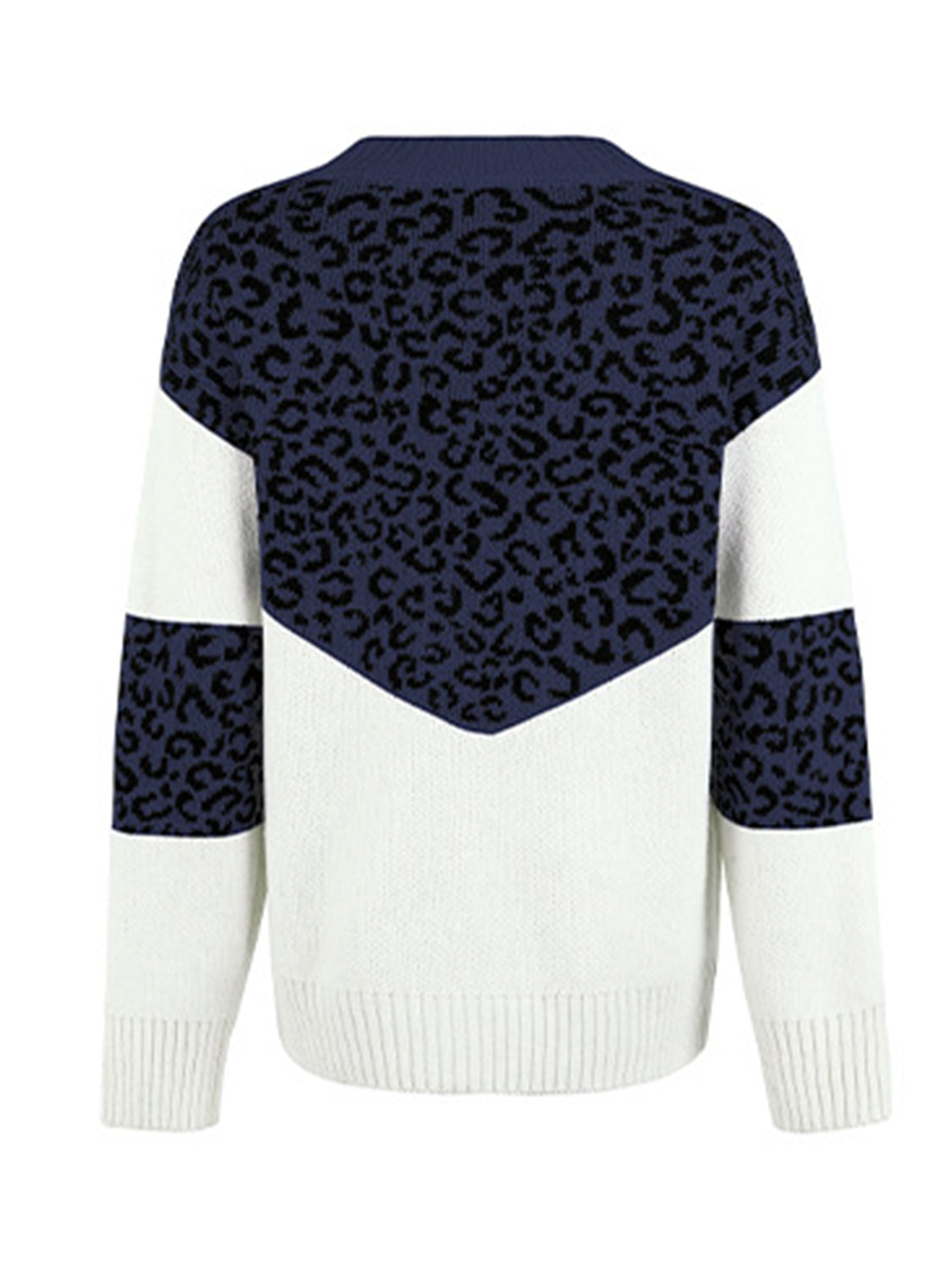 Maxct &Leopard V-Neck Dropped Shoulder Sweater