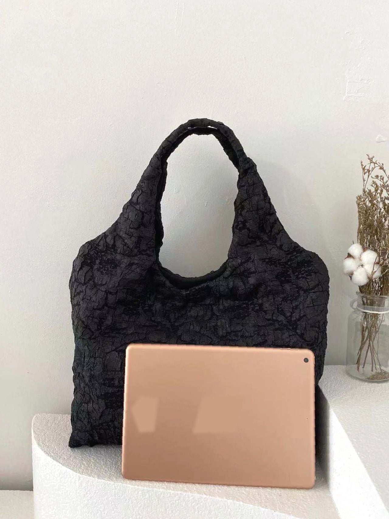 Maxct - Minimalist Ruched Detail Shoulder Tote Bag - Women Tote Bags