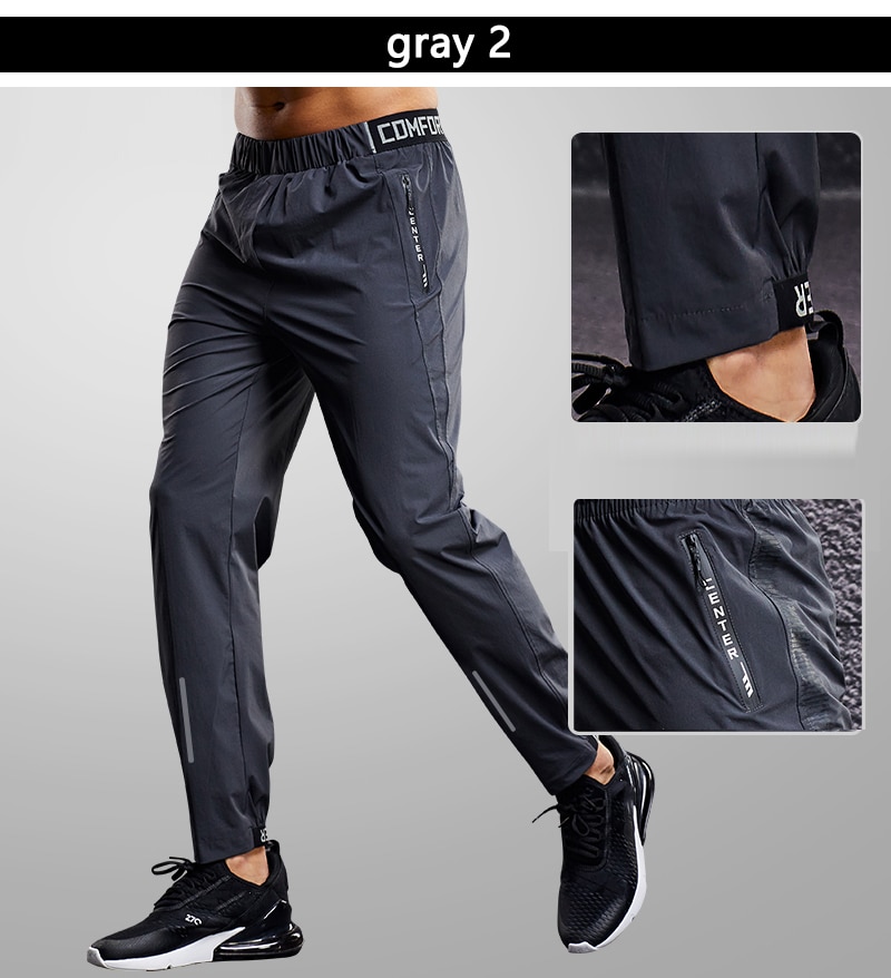 Quick Drying Men's Sport Pants: Running. Zipper Pockets. Fitness - true deals club
