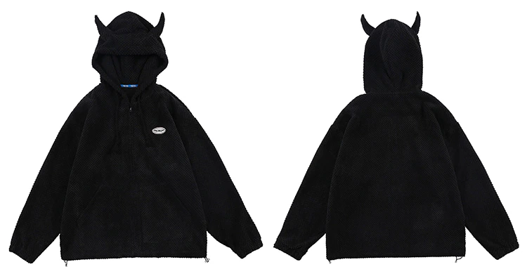 Unisex Demon Horns Zipper Hoodie - true-deals-club