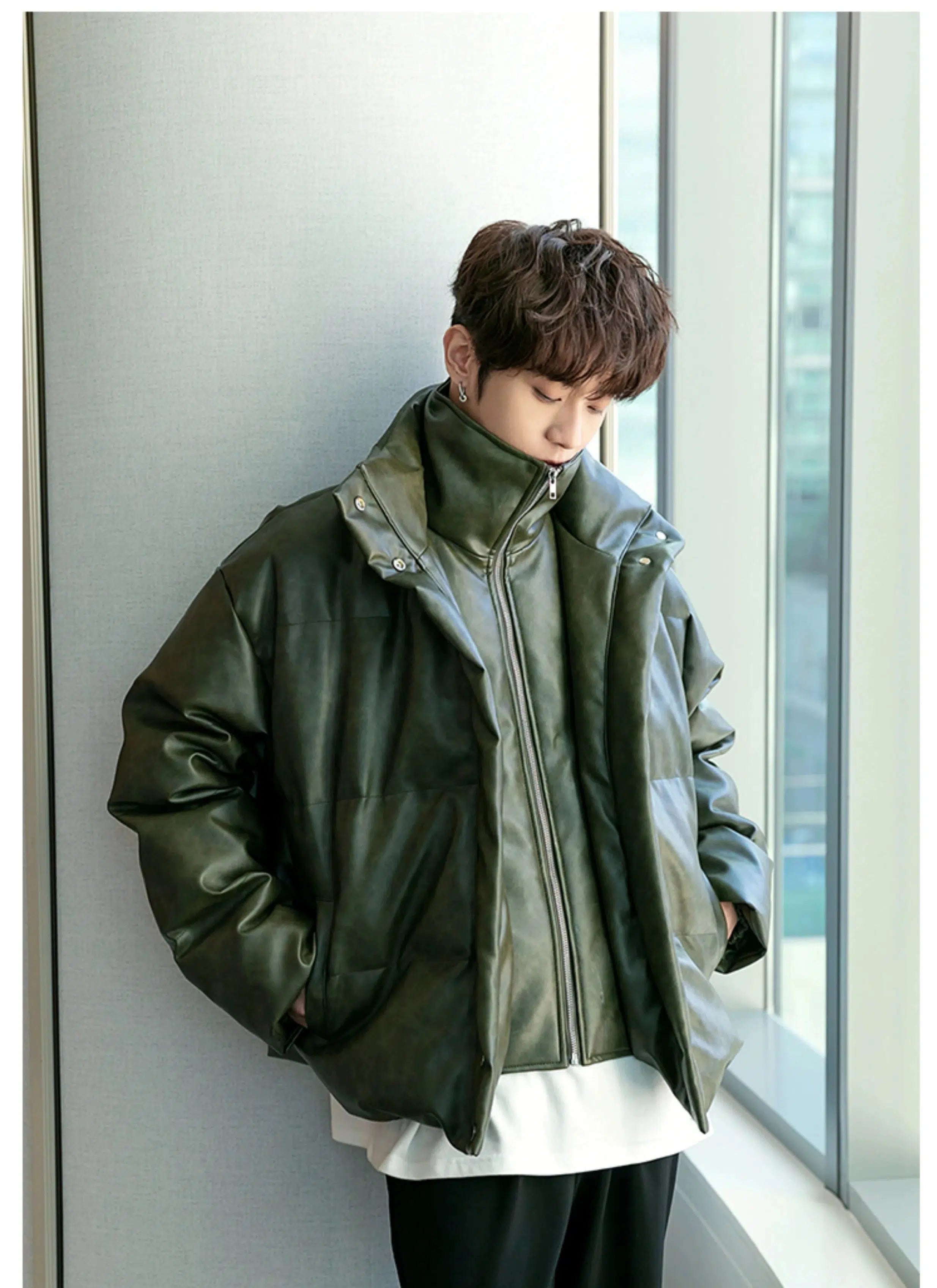 Maxct Two Piece PU Leather Down Jacket