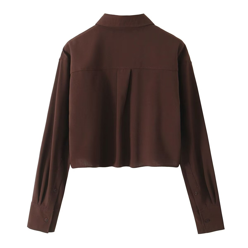 Autumn New Product Women's Clothing Style Long Sleeve Collar Short Shirt High Waist Versatile Shorts Casual Set