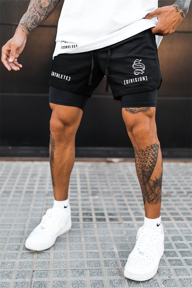 Men's 2-in-1 Quick Dry Gym Shorts - Breathable. Double-Deck. Running - true deals club