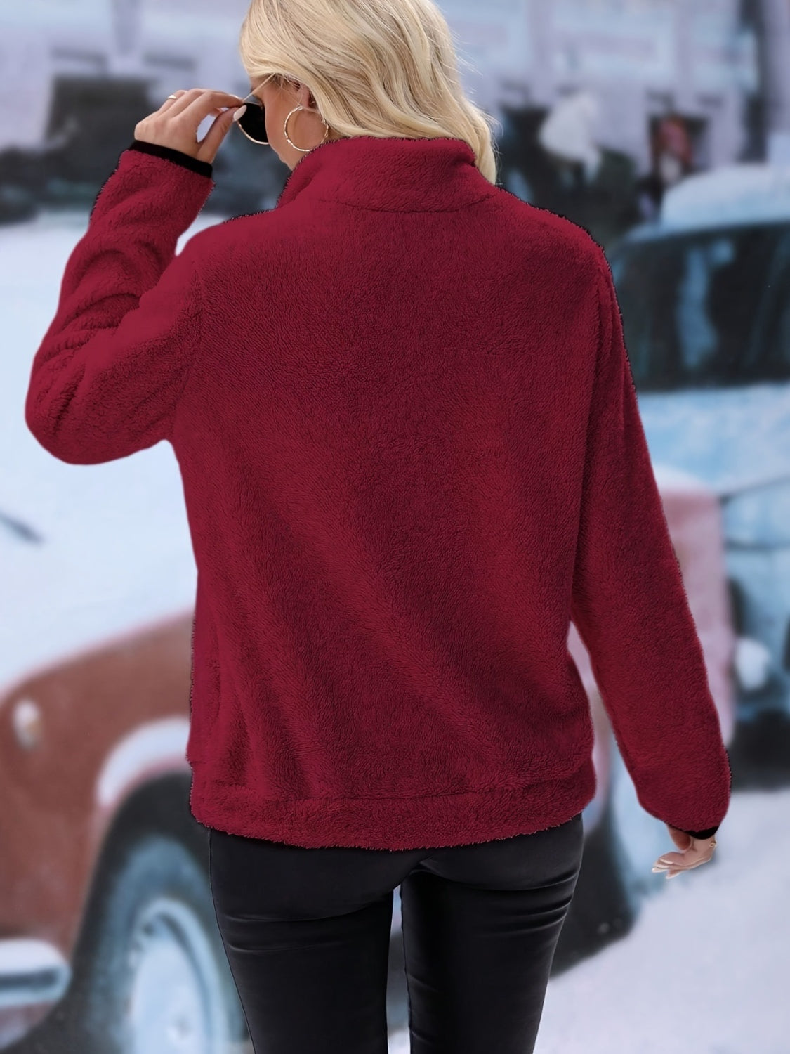 Maxct &Half Zip Long Sleeve Furry Sweatshirt