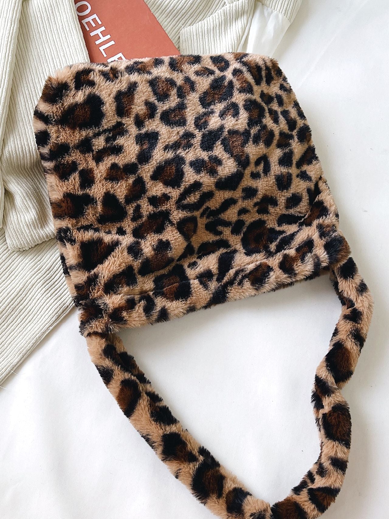 Bag For Love - Fluffy Leopard Pattern Square Bag  - Women Maxct Bags