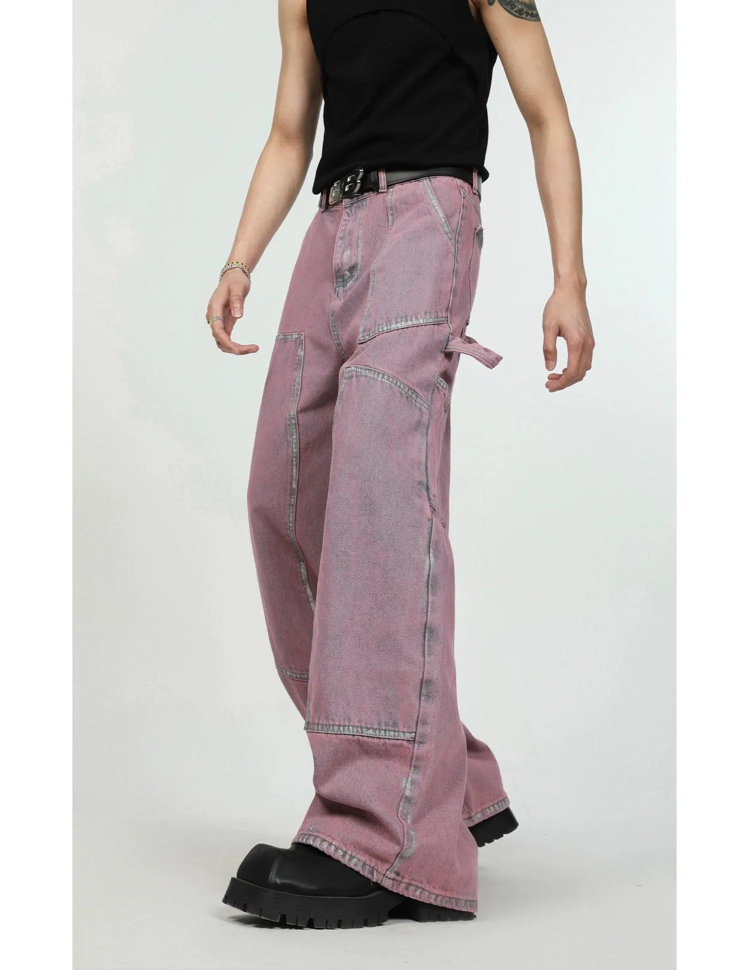 Maxct Pink Denim Jacket & Straight-leg Jeans