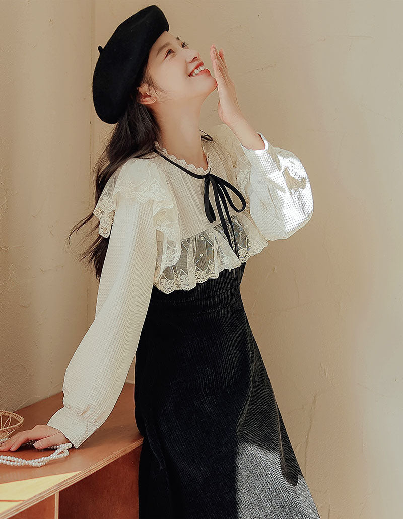 Square Lace High Neck Sweater Dress Maxct