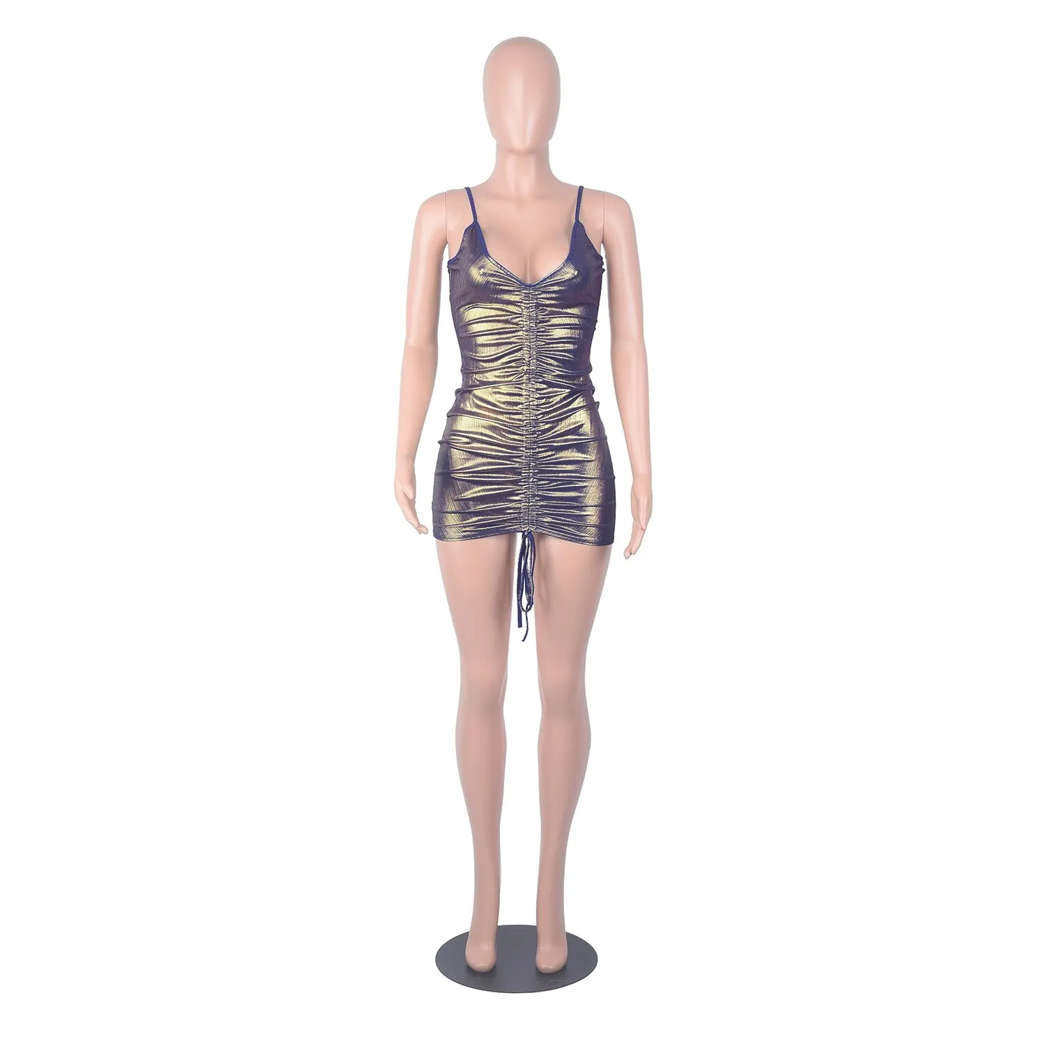 Parity Drawstring Bodycon Mini Dress Sexy Young Little Chap Spaghetti Strap Sweet High Waist Vestidos For Female Summer