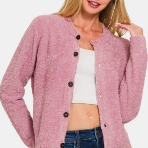 Maxct &Zenana Button Down Long Sleeve Sweater Cardigan