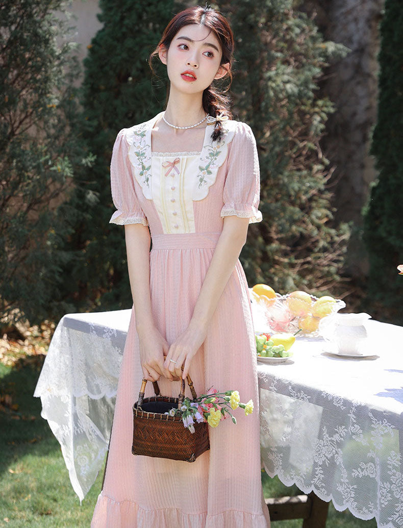 Sweet Floral Embroidered Midi Dress Maxct