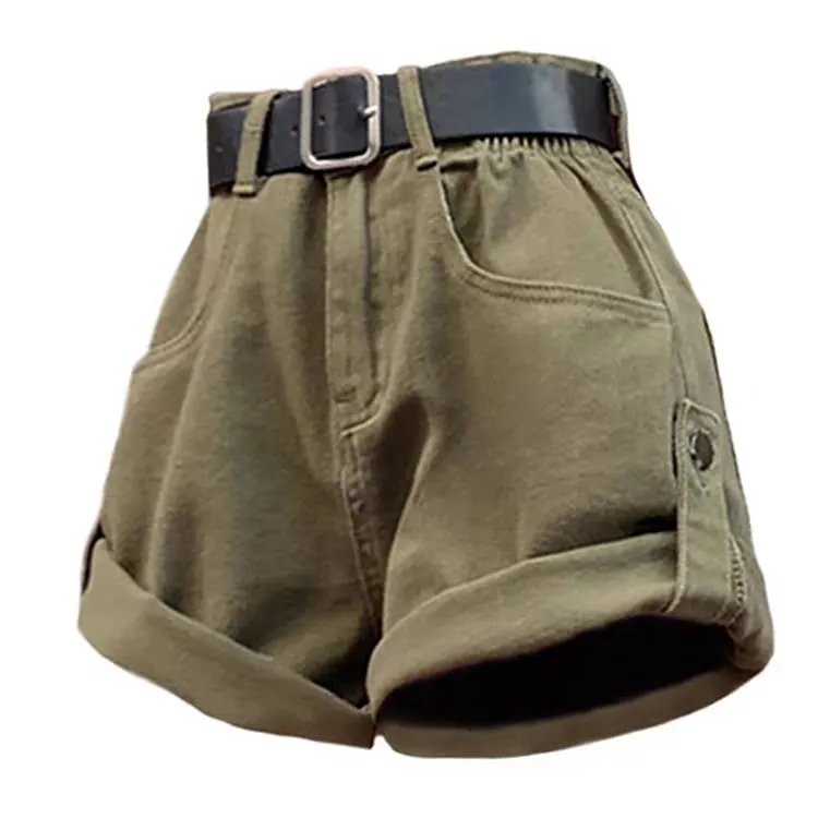 High-Waisted Khaki Shorts Maxct