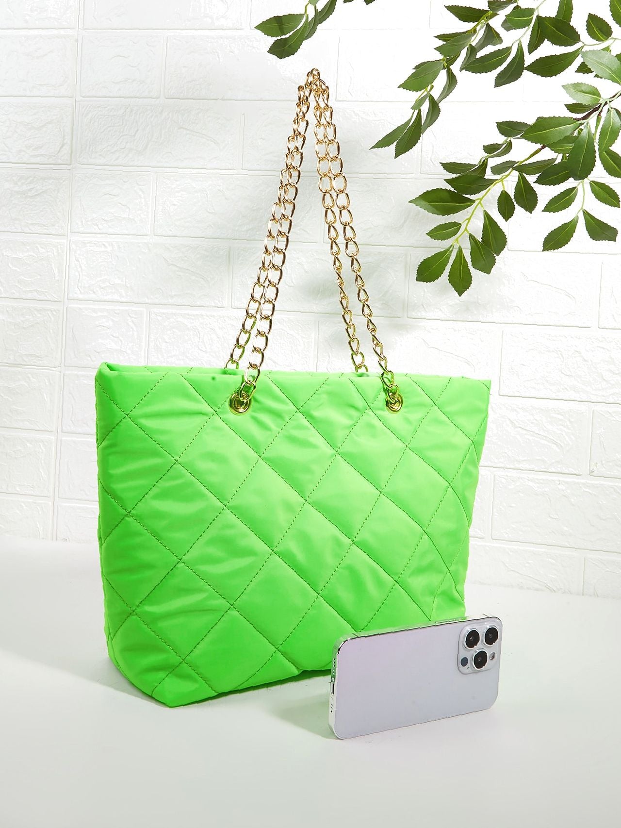 Maxct - Quilted Embossed Chain Shoulder Tote Bag  - Women Tote Bags