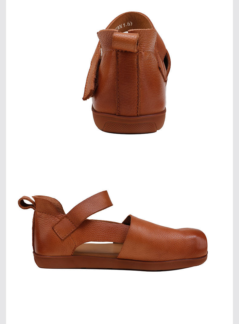 Versatile Leather Square Toe Flat Shoes Maxct