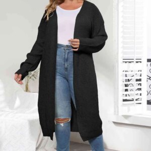 Maxct &Plus Size Open Front Long Sleeve Cardigan