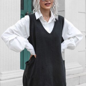 Maxct &V-Neck Sleeveless Sweater Vest with Pocket