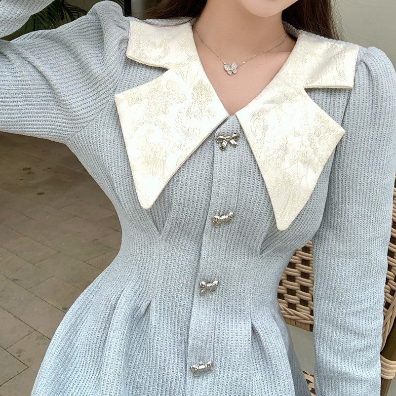 Sweet Bow Peter Pan Knit Dress Maxct
