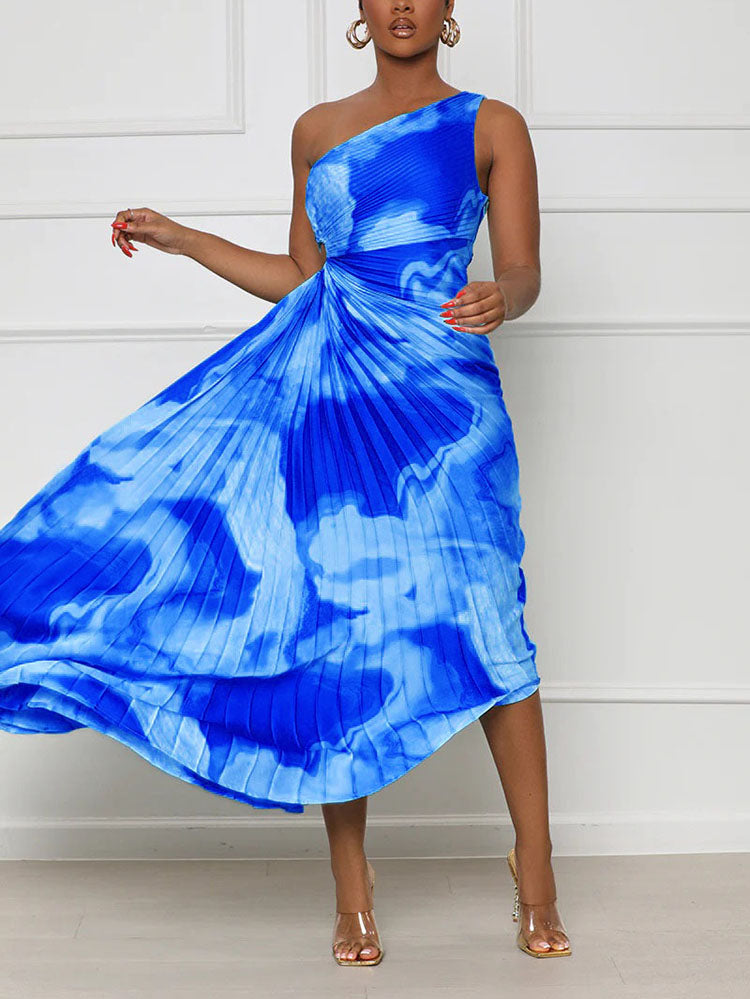 One Shoulder Pleated Dress Maxct