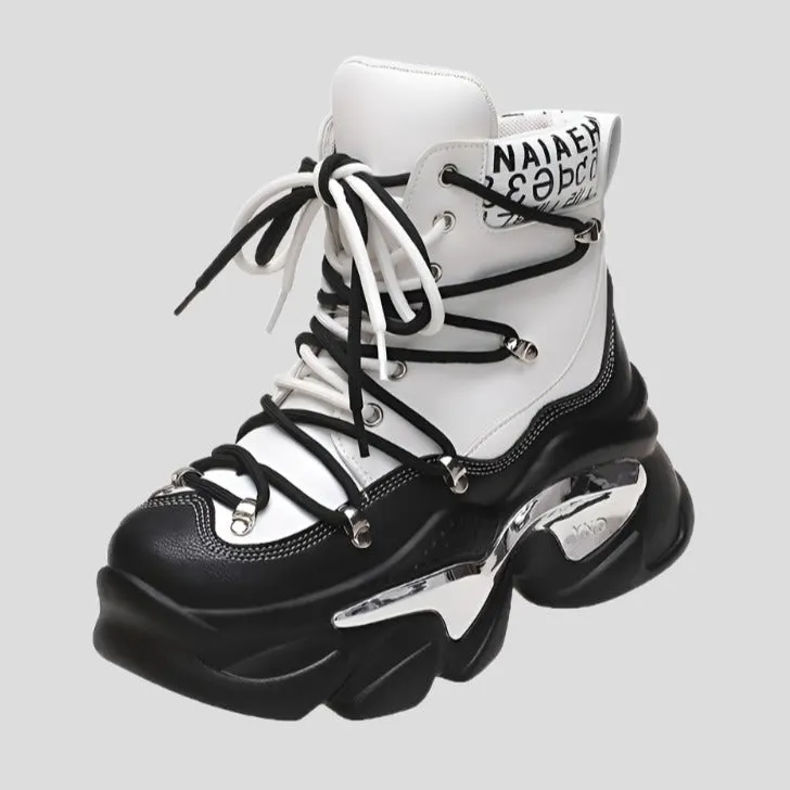 Women's High Platform Motorcycle Boots Maxct