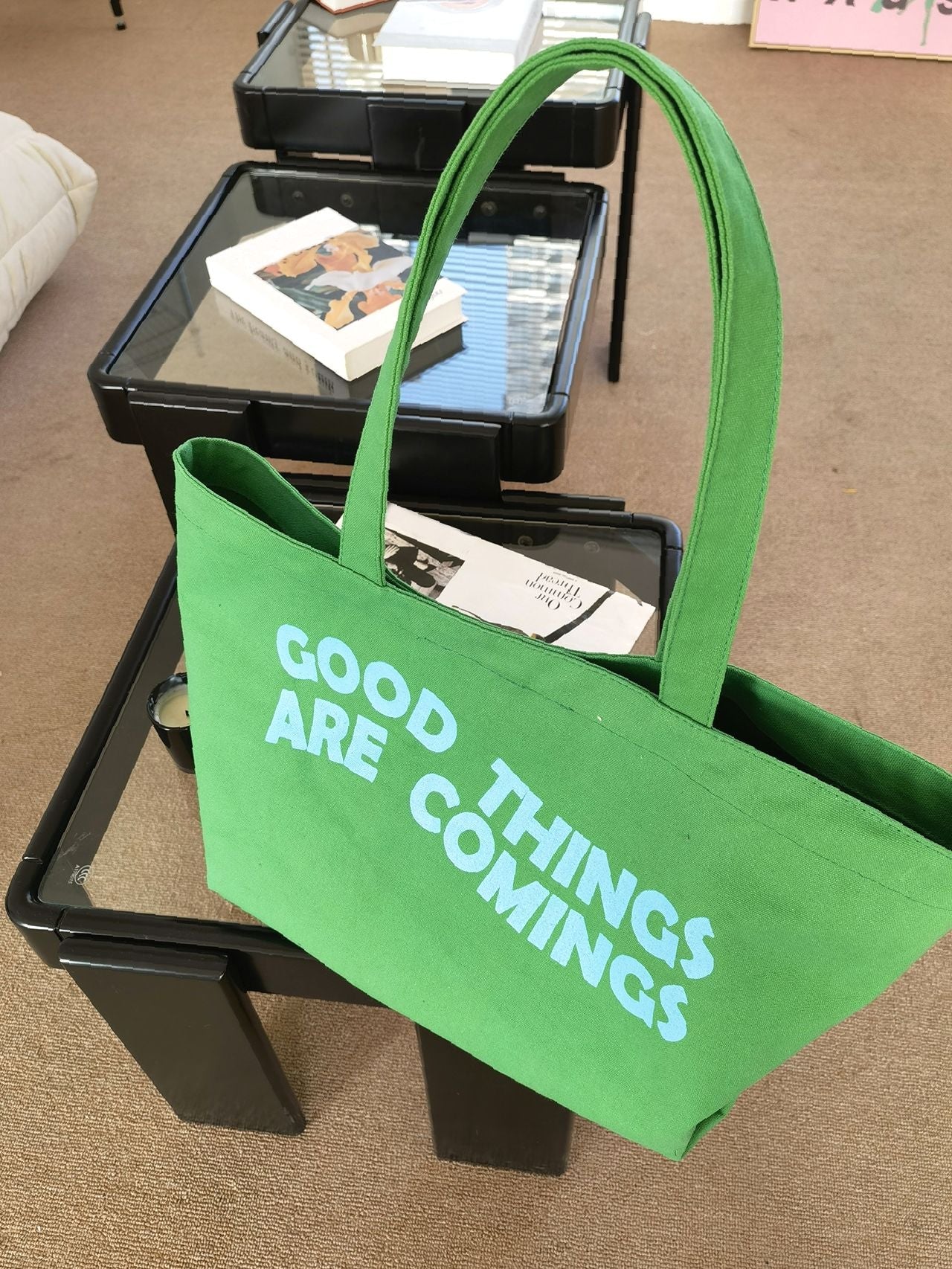 Maxct - Slogan Graphic Large Capacity Shopper Bag  - Women Tote Bags