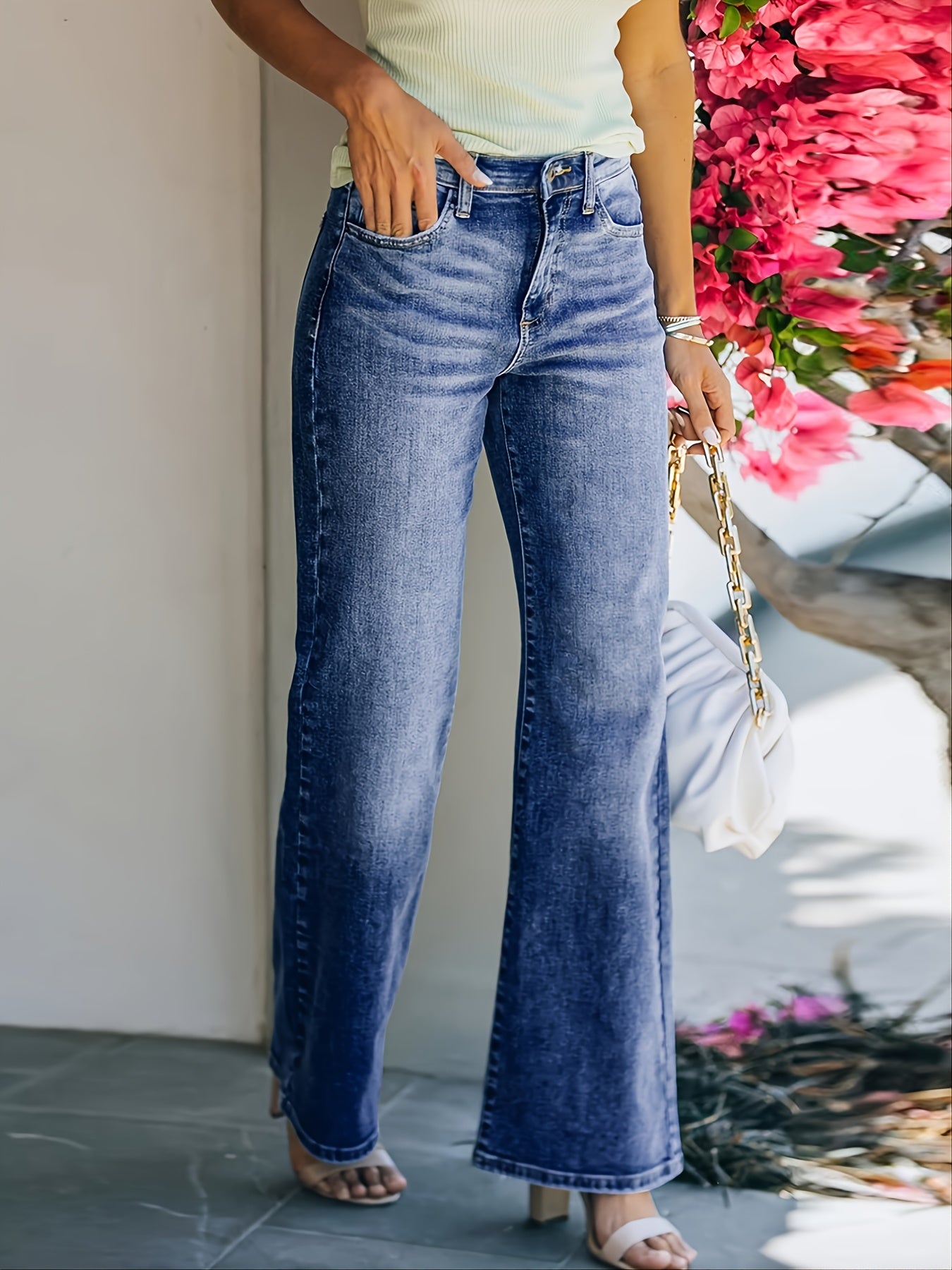 Maxct  Women's Wide Leg Loose Denim Pants, Casual Jeans With Pockets