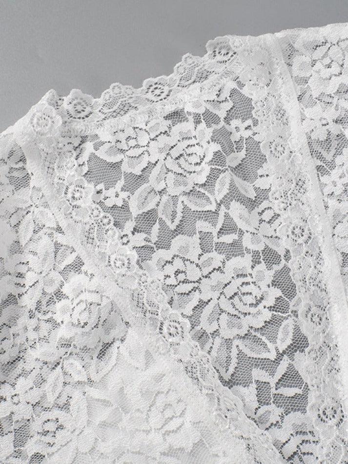 Maxct Lace Tie Front Cardigan Long Sleeve Blouse