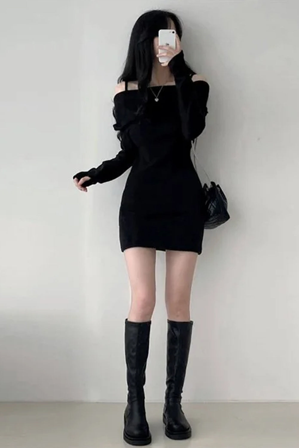 Sexy Slim Off Shoulder Knitted Dress Maxct