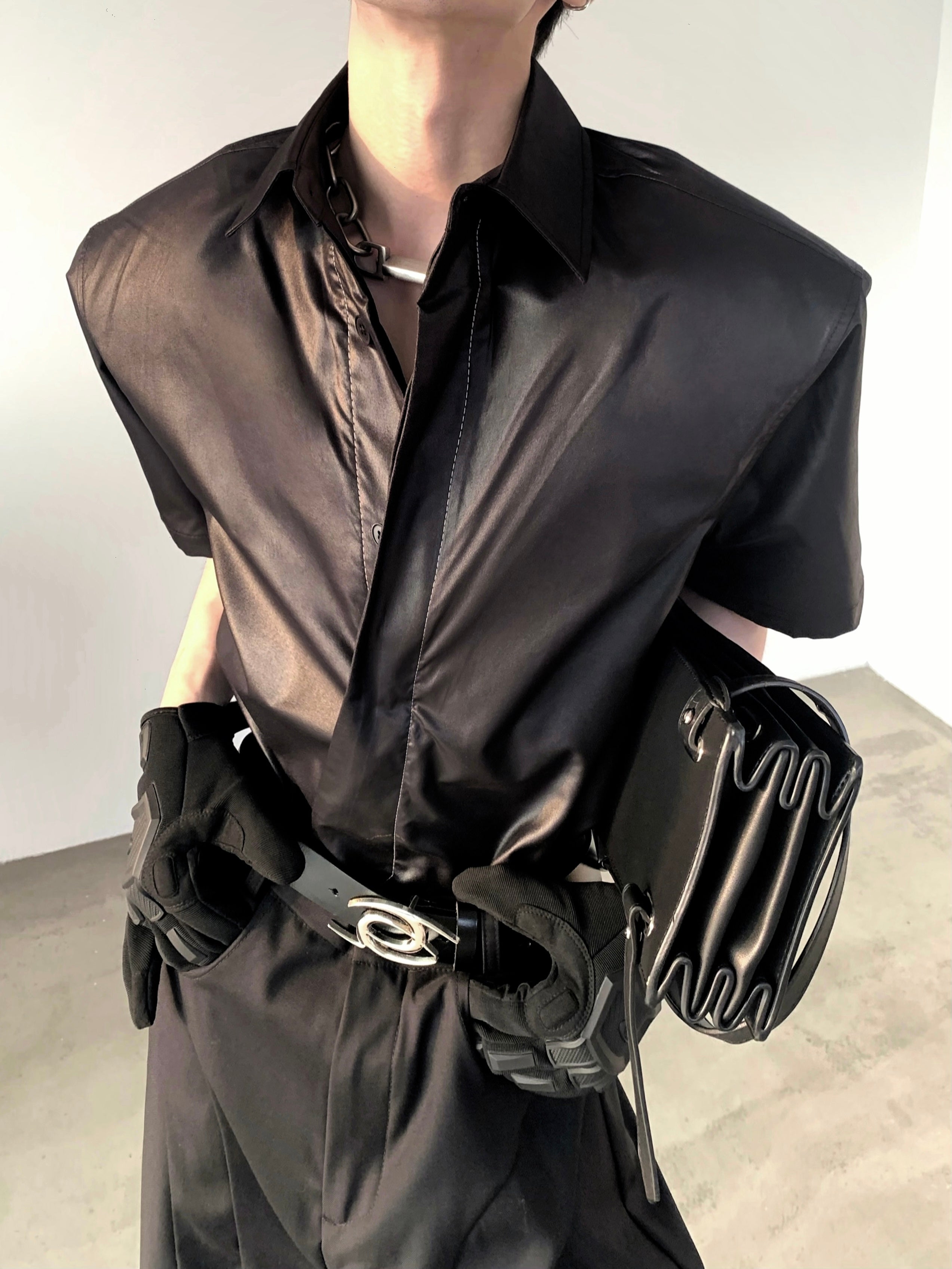 Maxct [Autumnwind] Metallic Coated Leather Shirt Na1234