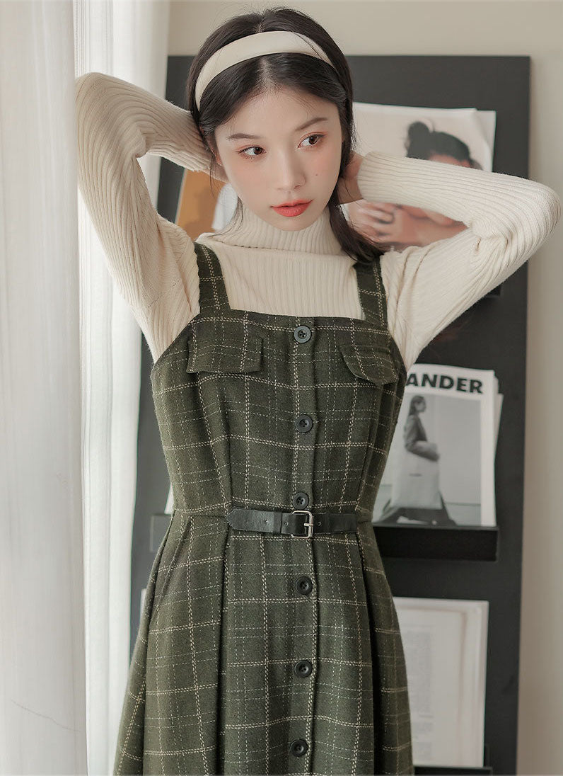 Button Up Plaid Cami Midi Dress Maxct