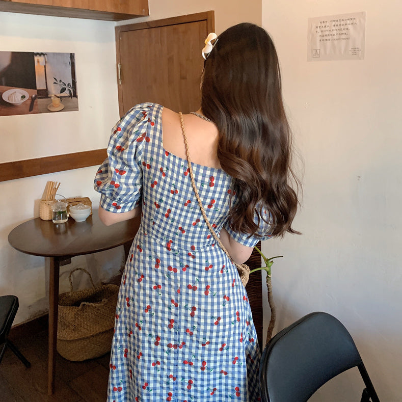 Cherry Gingham Midi Dress Maxct