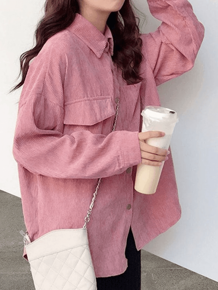 Maxct Corduroy Long Sleeve Button Blouse