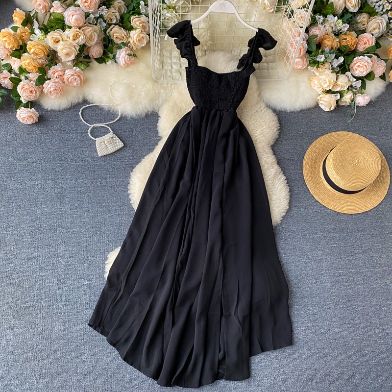 High Waist Slash Neck Women Long Dress Elegant Big Swing A-line Vestidos Verano Vintage Green/Red Party Robe For Female