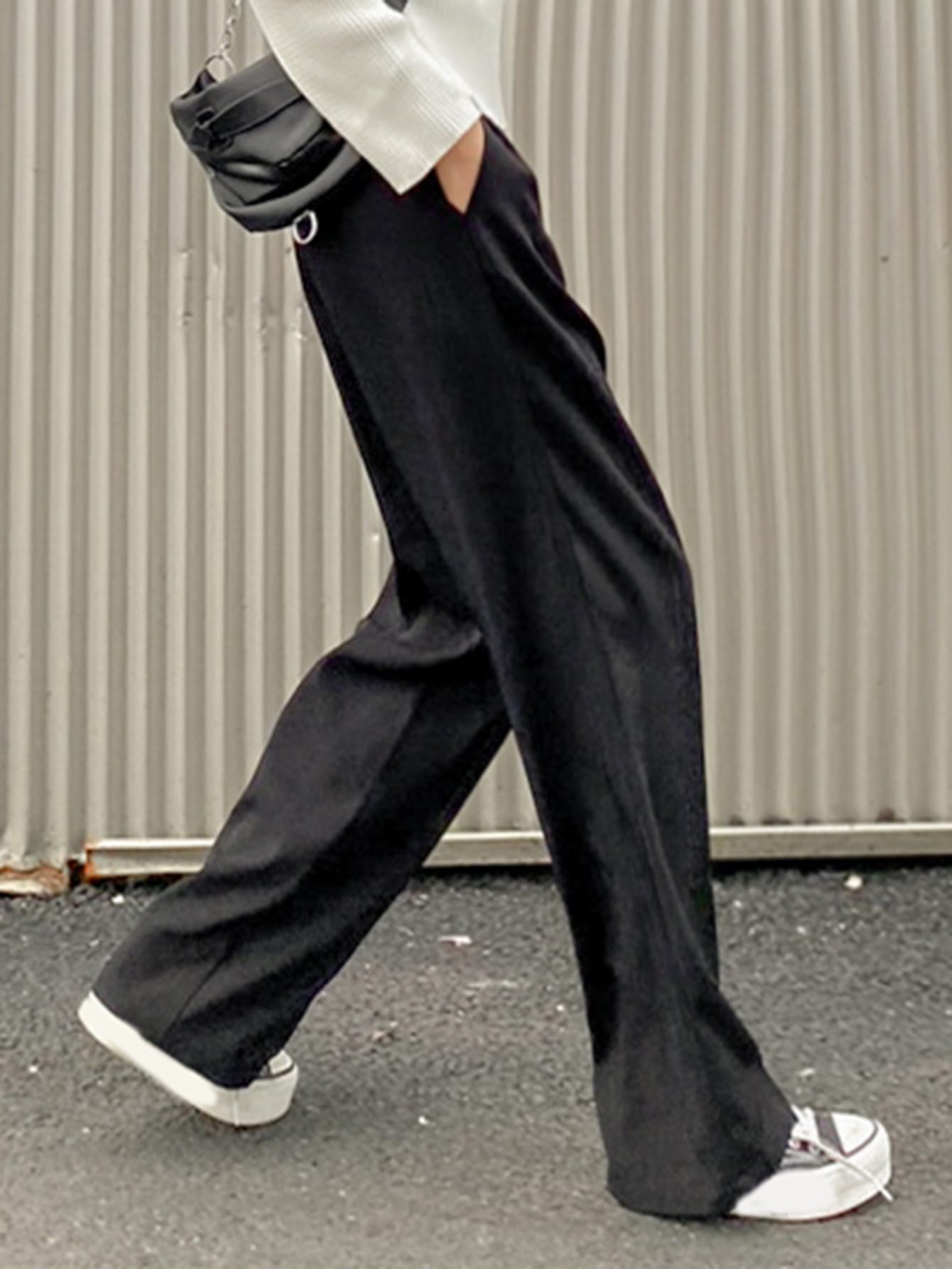Maxct Solid Plicated Tailored Pants